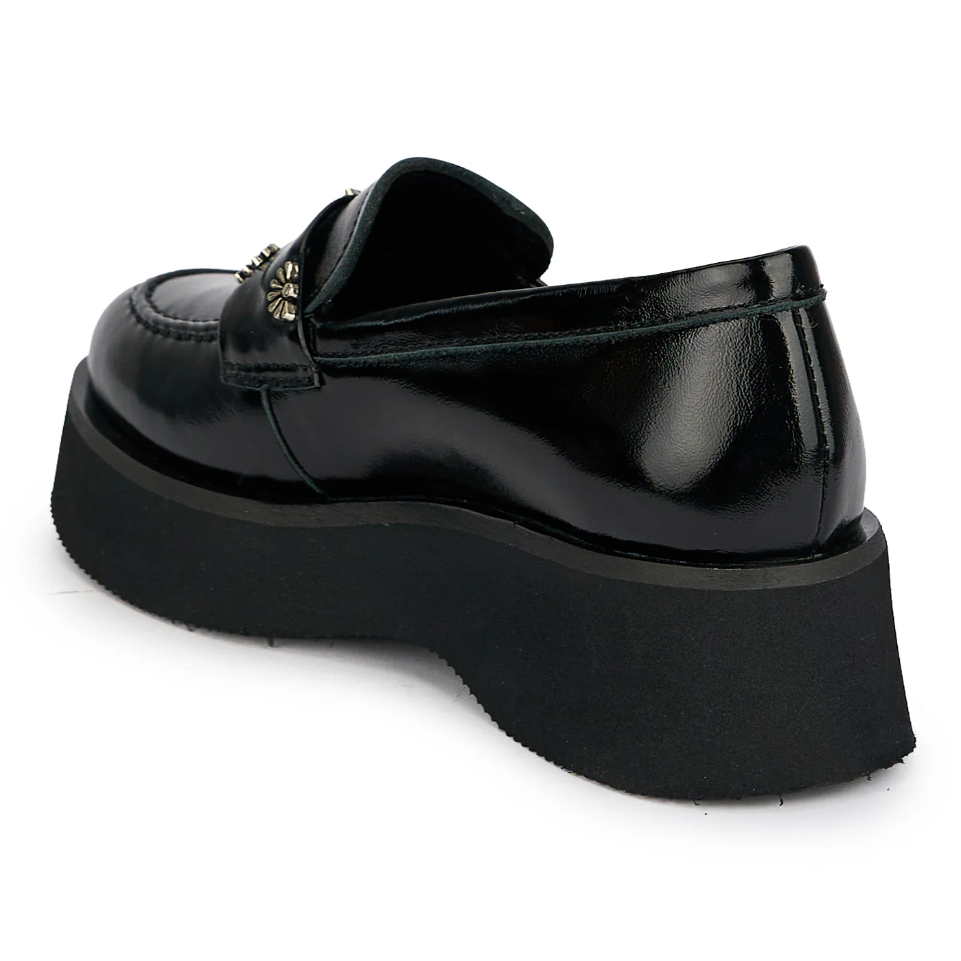 Pantofi casual damă din piele naturală neagra cu talpa inalta 4.5 cm 19643 - Image 3