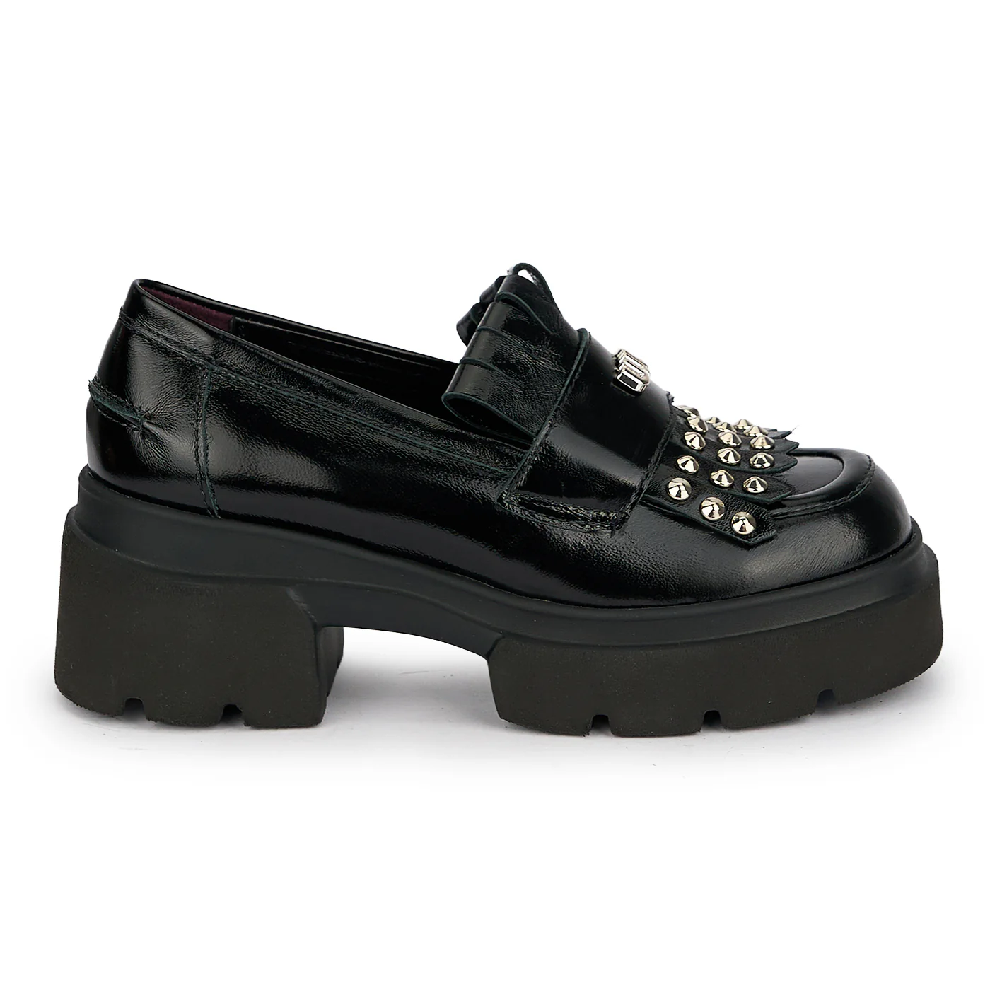 Pantofi casual damă din piele naturală neagra cu talpa inalta 5.5 cm 19647 - Image 2