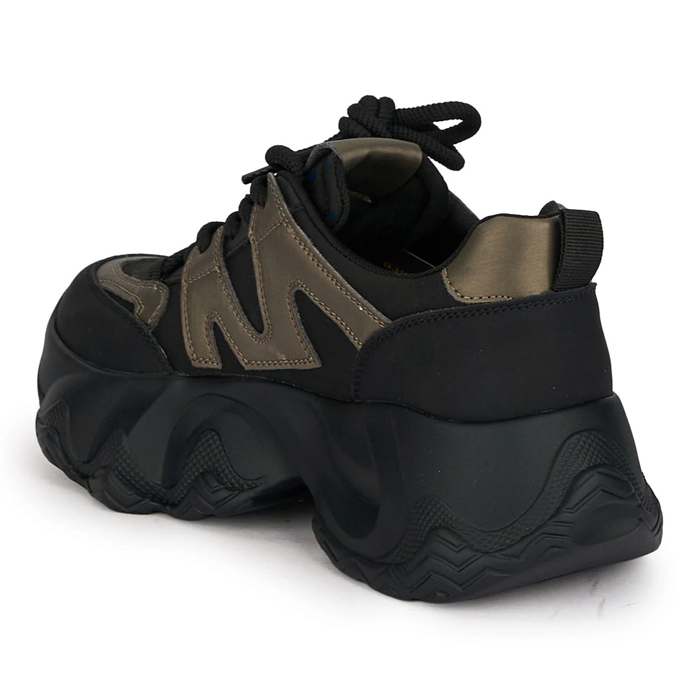 Pantofi casual dama din piele naturala neagra cu talpa inalta 5 cm 18757 - Image 3