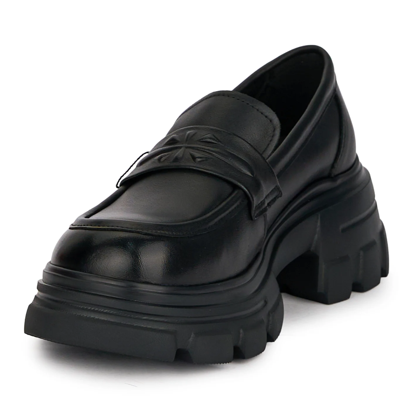 Pantofi casual dama din piele naturala neagra cu talpa inalta 6 cm 18717 - Image 3