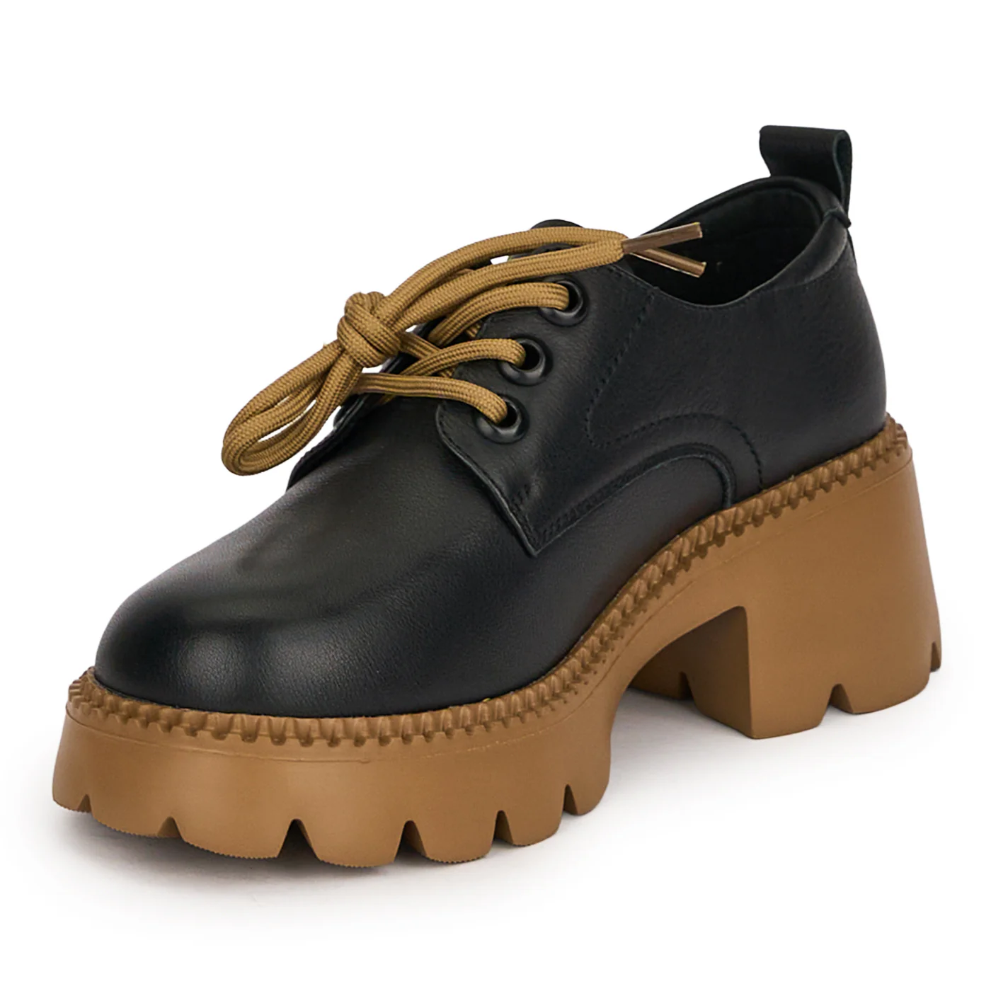 Pantofi casual dama din piele naturala neagra cu talpa inalta 6 cm 18755 - Image 3