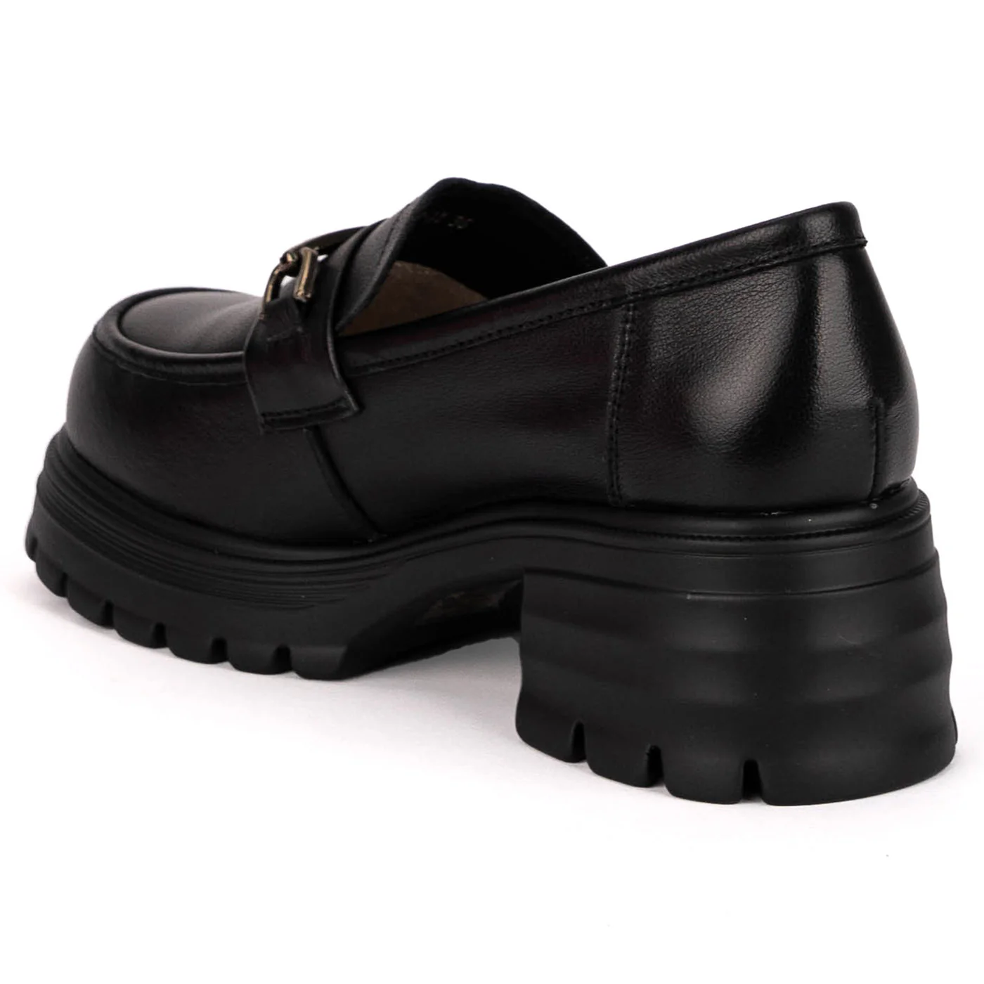 Pantofi casual dama din piele naturala neagra cu talpa inalta 6 cm 18790 - Image 2