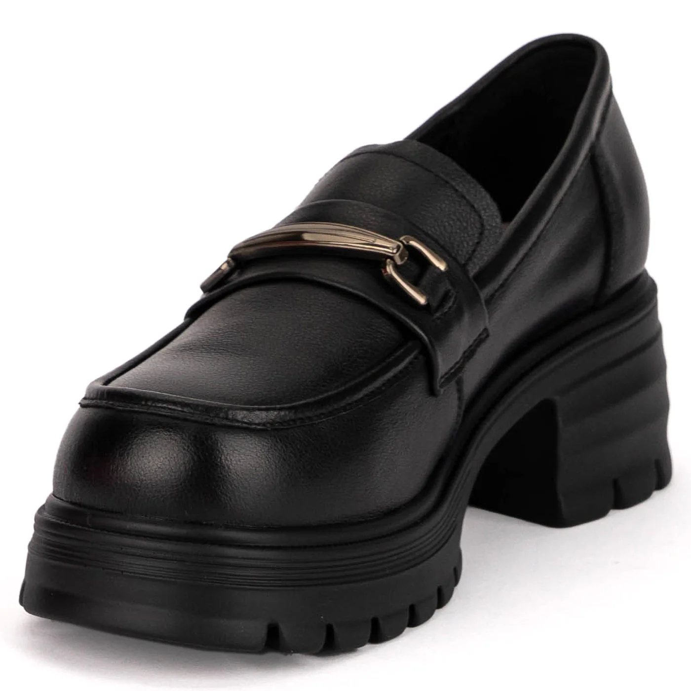 Pantofi casual dama din piele naturala neagra cu talpa inalta 6 cm 18790 - Image 3