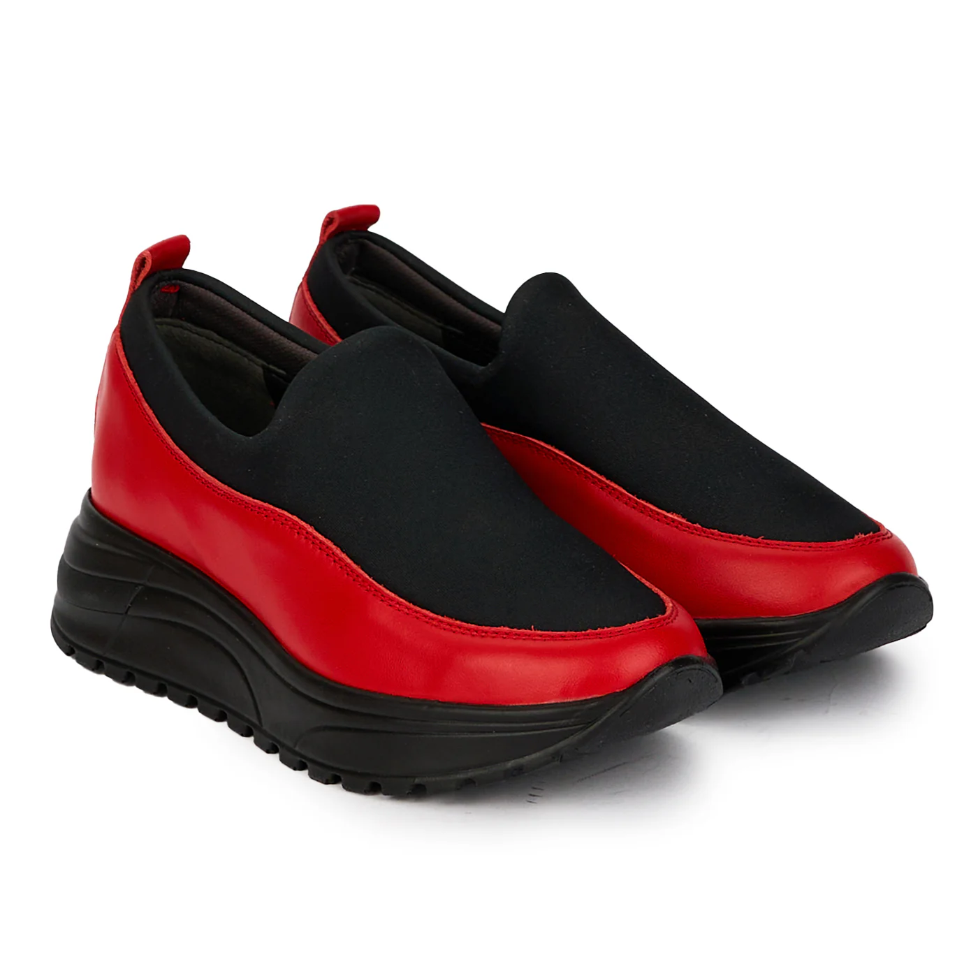 Pantofi casual dama din piele naturala rosie 18092 - Image 4