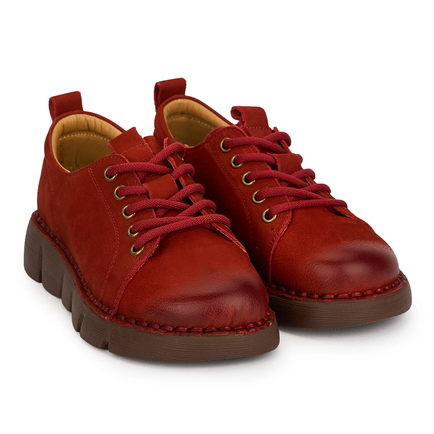 Pantofi casual dama din piele naturala rosie 19527 - Image 4