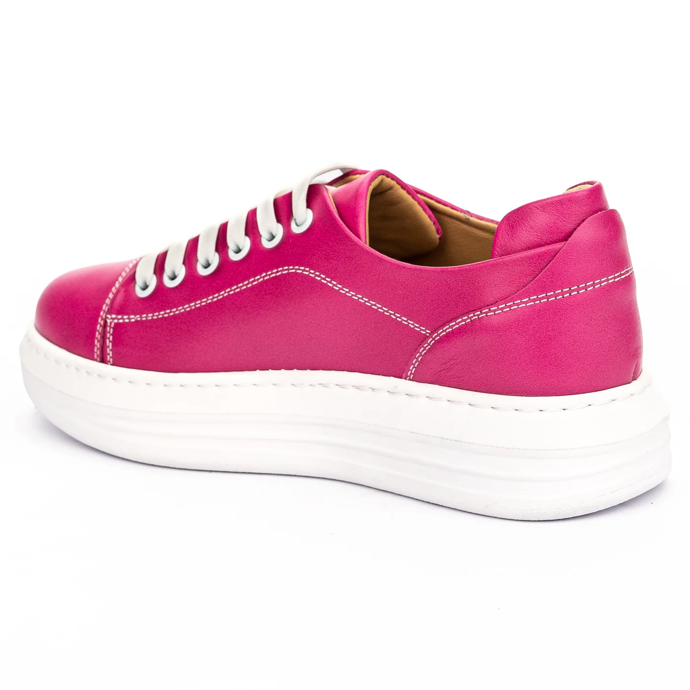 Pantofi casual dama din piele naturala roz 13124 - Image 2