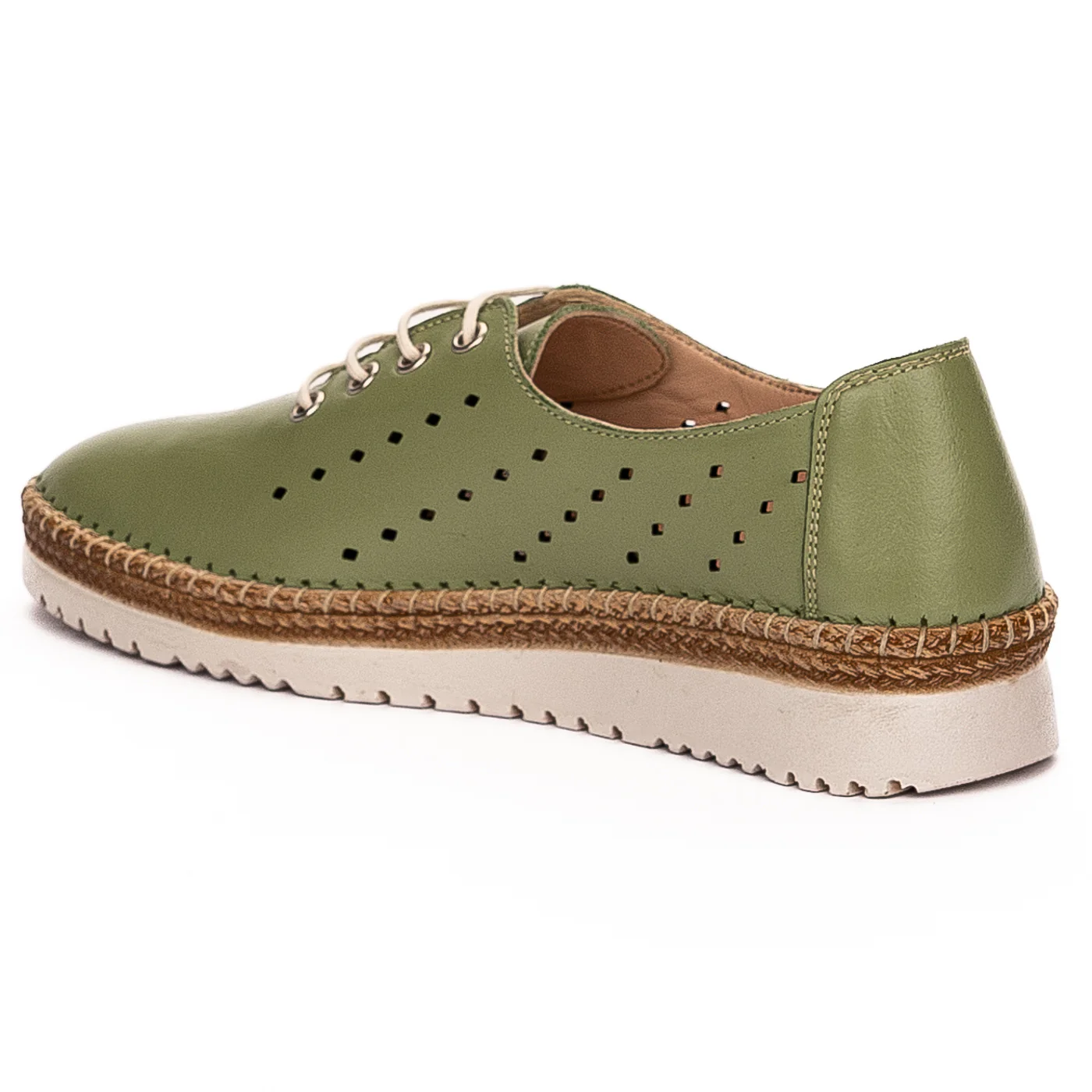 Pantofi casual dama din piele naturala verde 13295 - Image 2