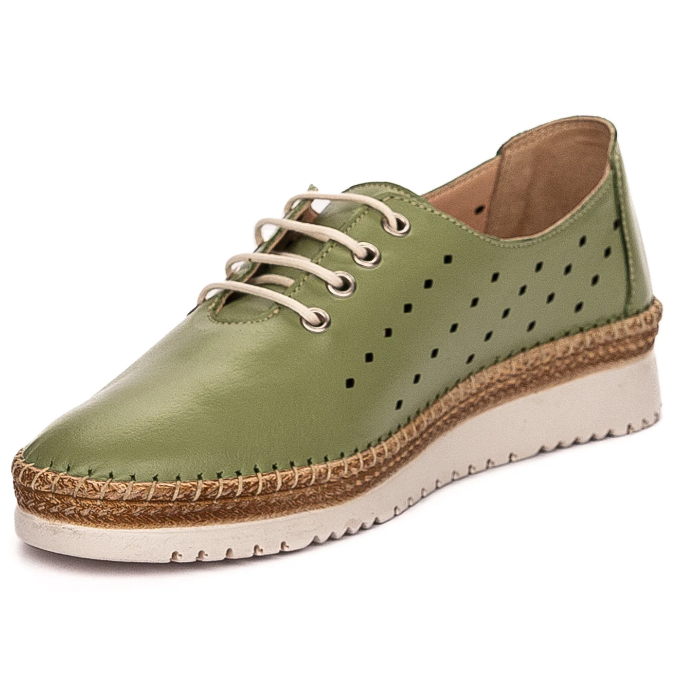 Pantofi casual dama din piele naturala verde 13295 - Image 3