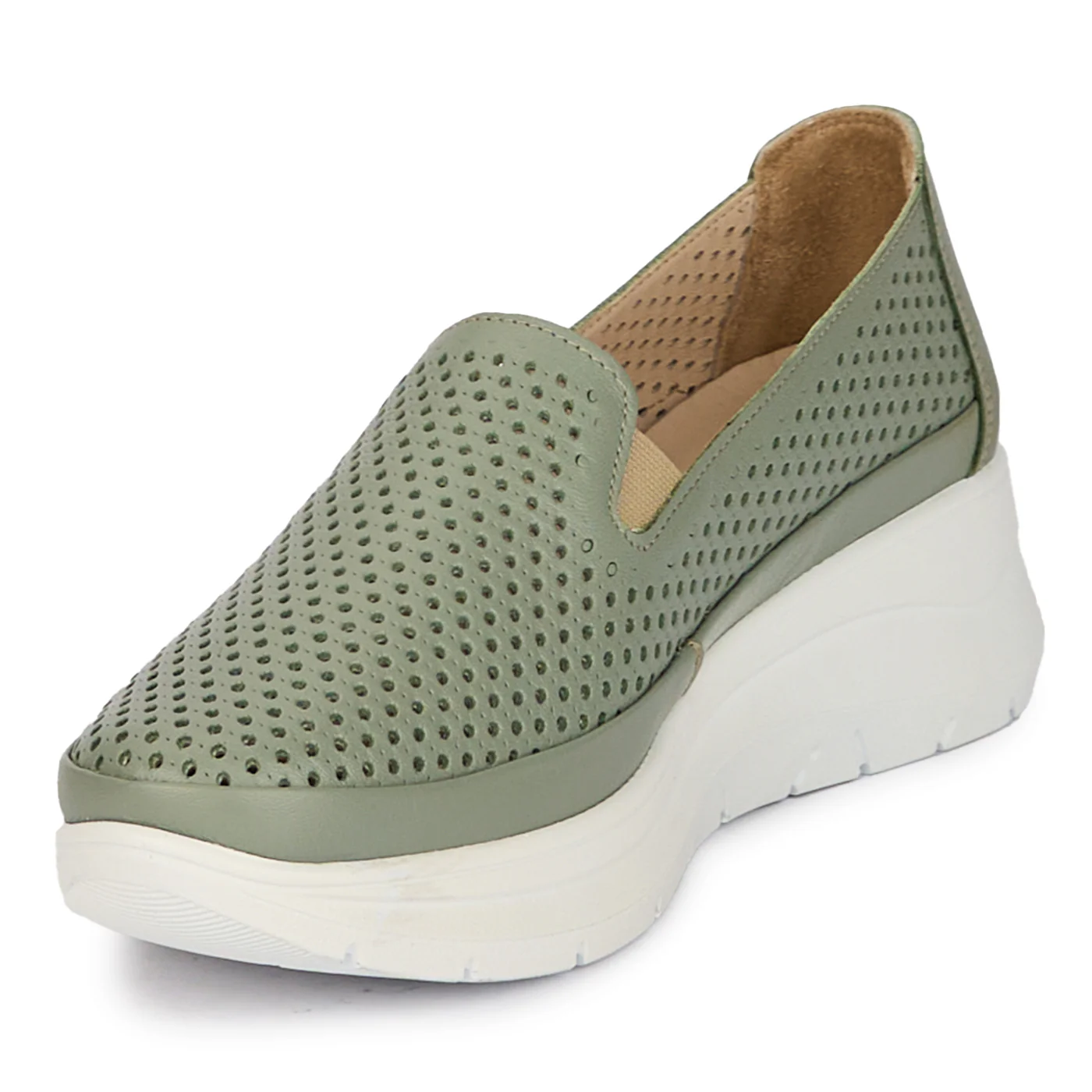 Pantofi casual dama din piele naturala verde 18017 - Image 3