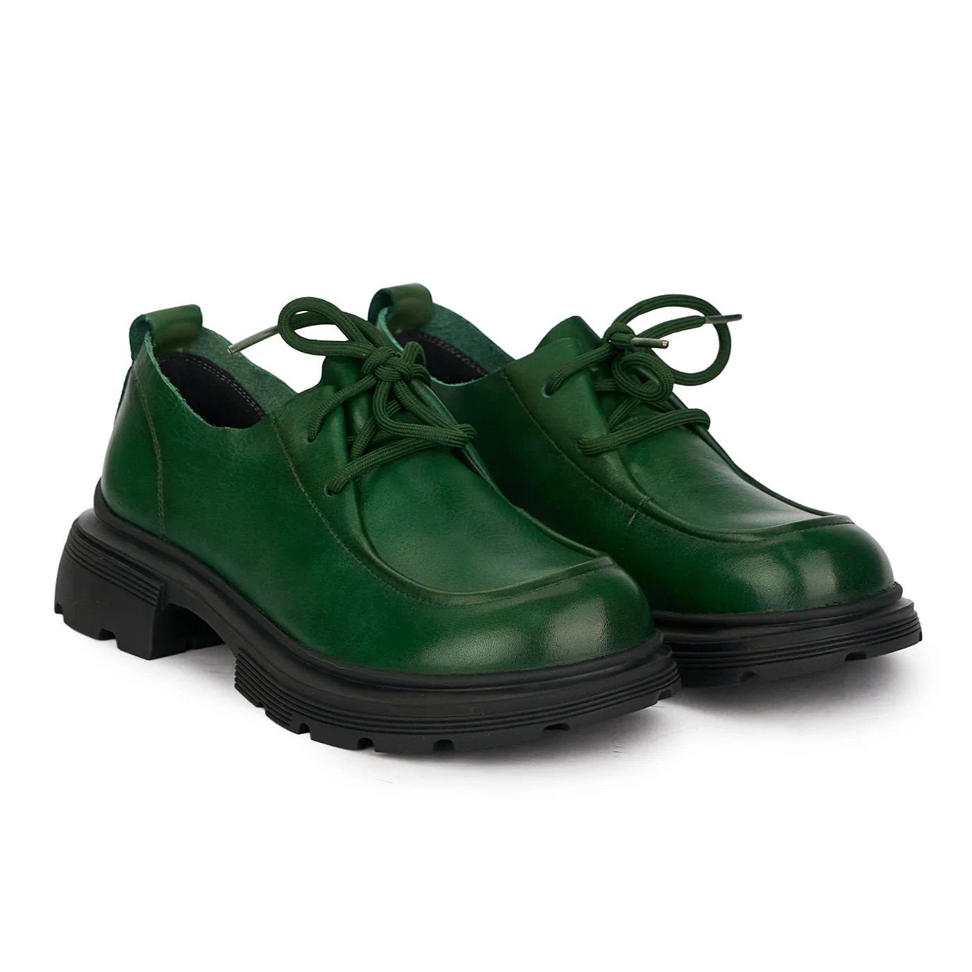 Pantofi casual dama din piele naturala verde cu siret 18735 - Image 4