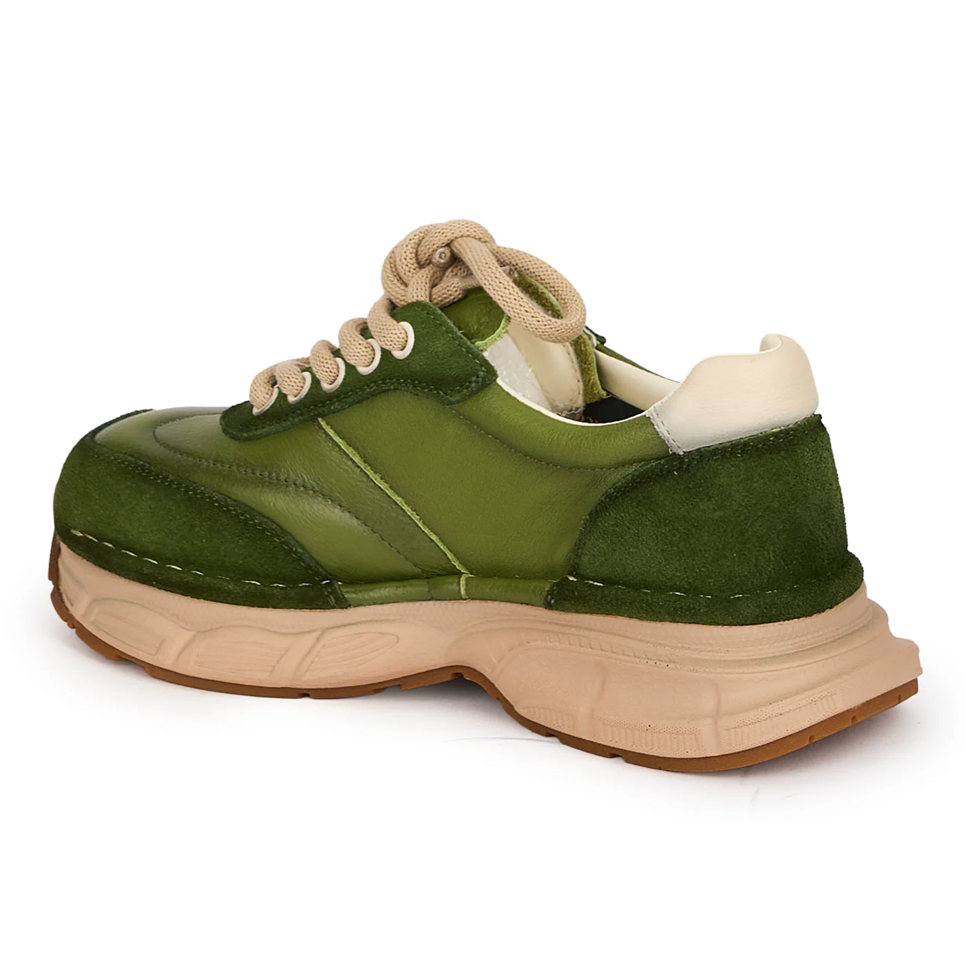 Pantofi casual dama din piele naturala verde cu siret 18751 - Image 2