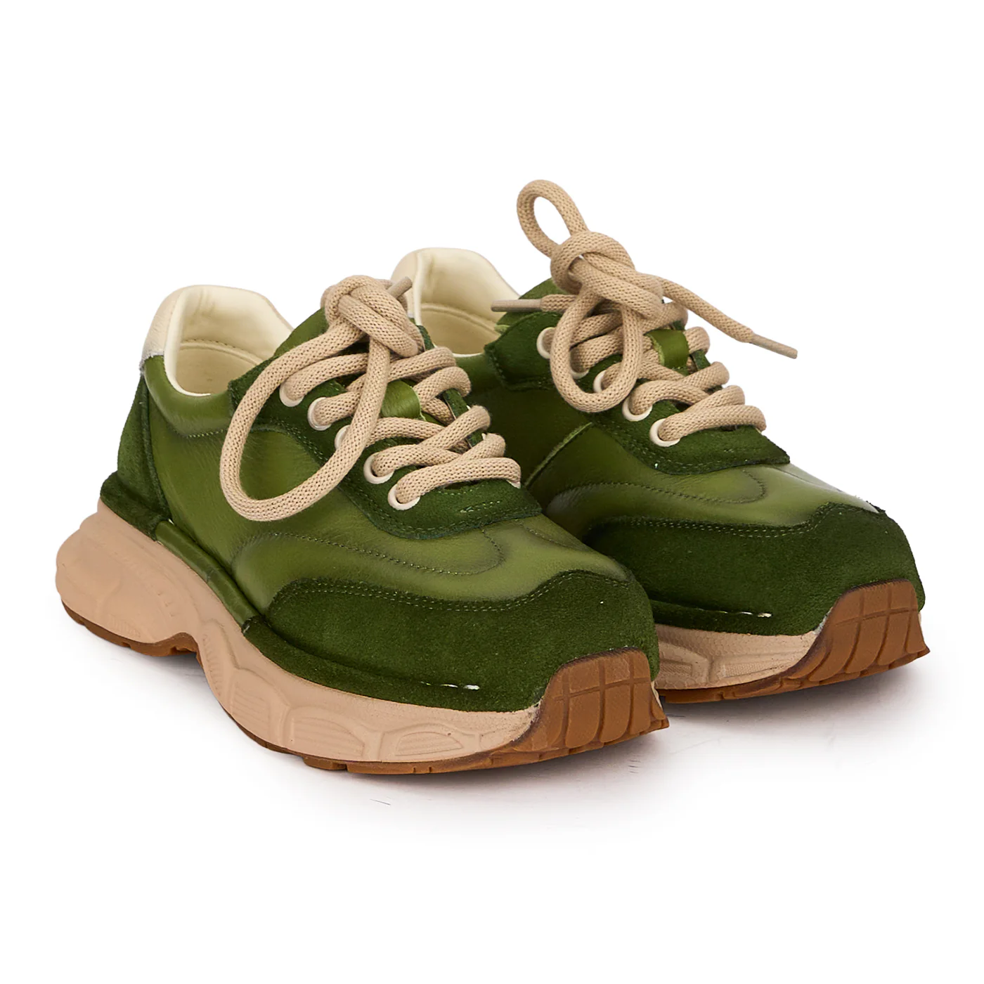 Pantofi casual dama din piele naturala verde cu siret 18751 - Image 4