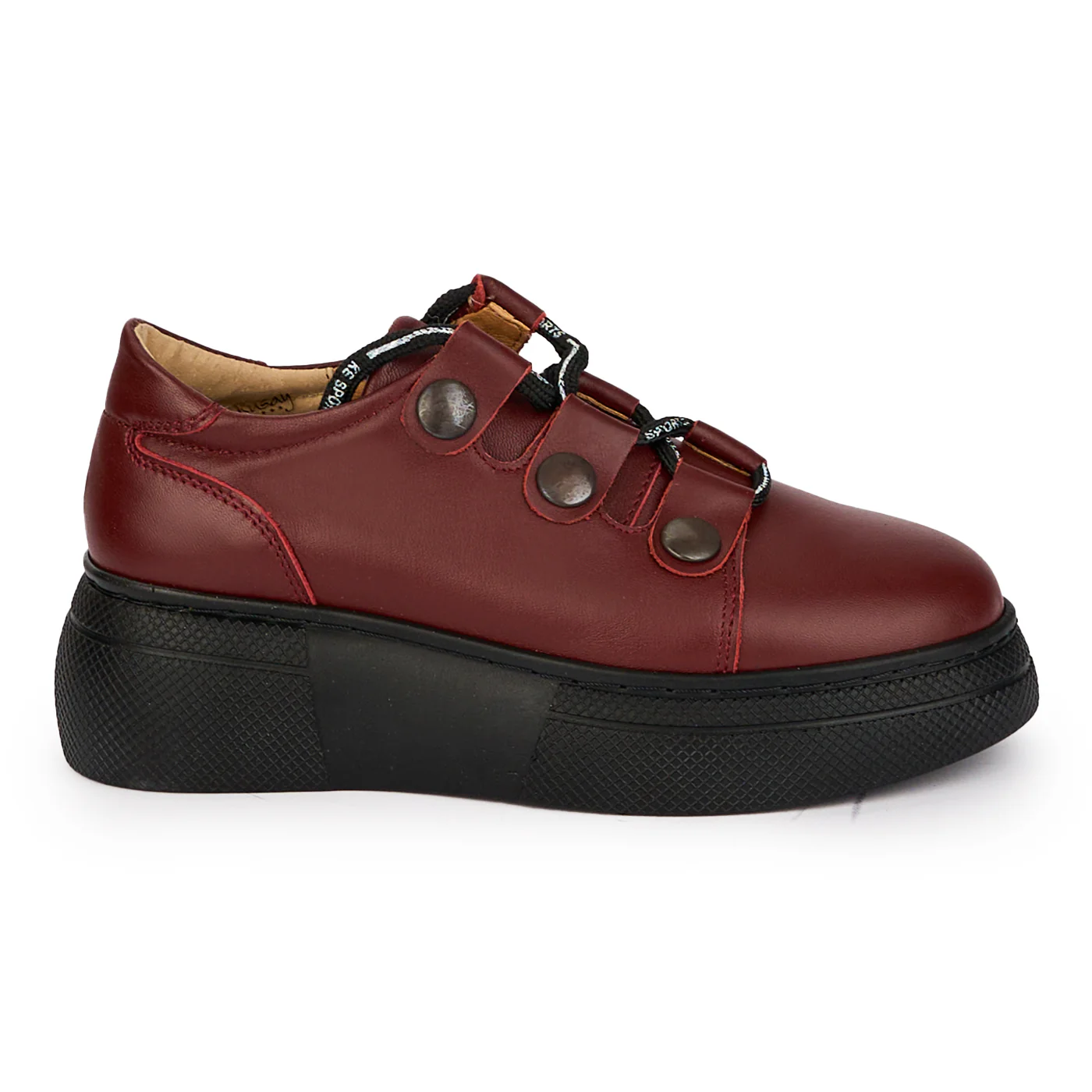 Pantofi casual dama din piele naturala visinie 18153