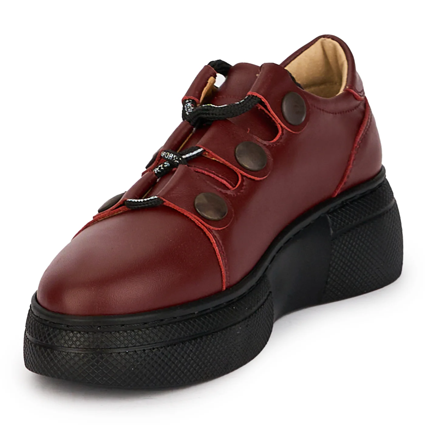 Pantofi casual dama din piele naturala visinie 18153 - Image 3