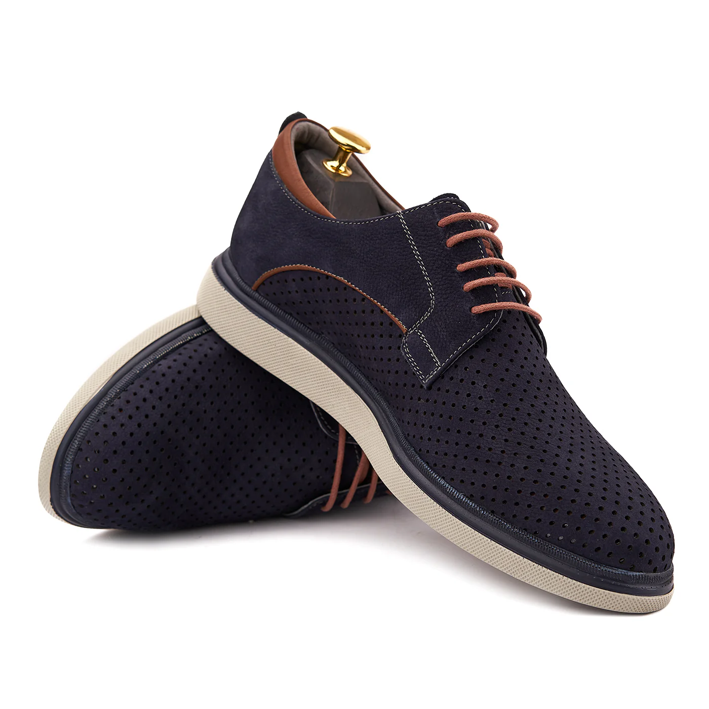Pantofi casual din piele naturala albastra 0100 - Image 4