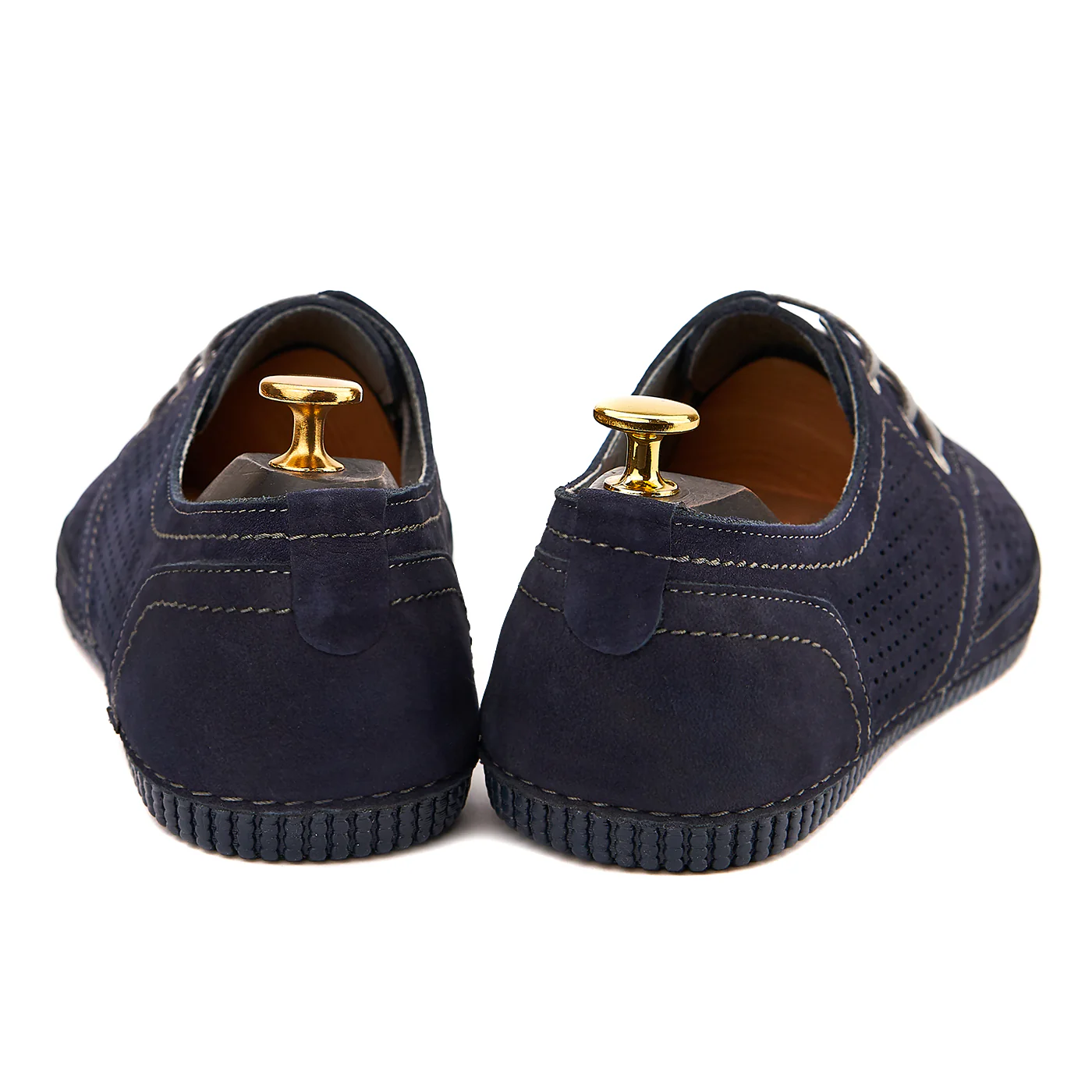 Pantofi casual din piele naturala albastra perforata 0163 - Image 2