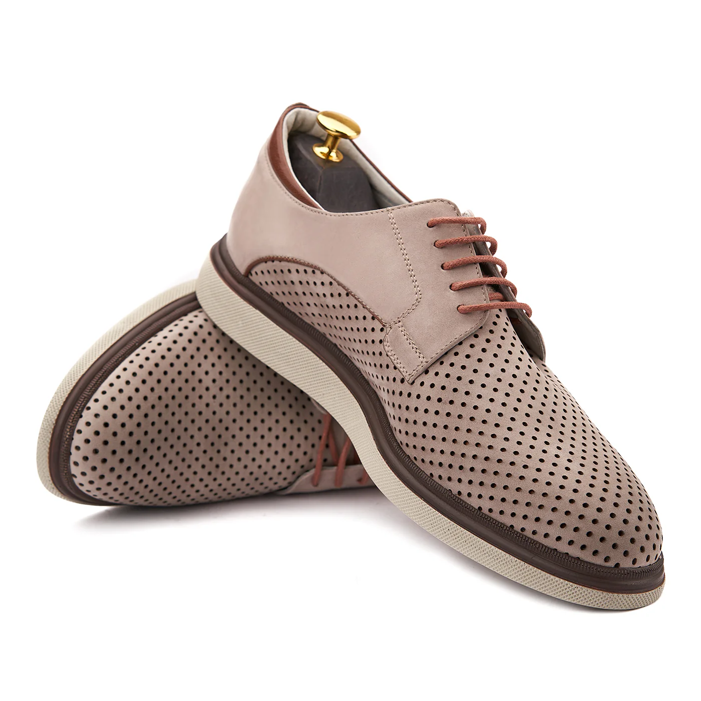 Pantofi casual din piele naturala bej 0102 - Image 4