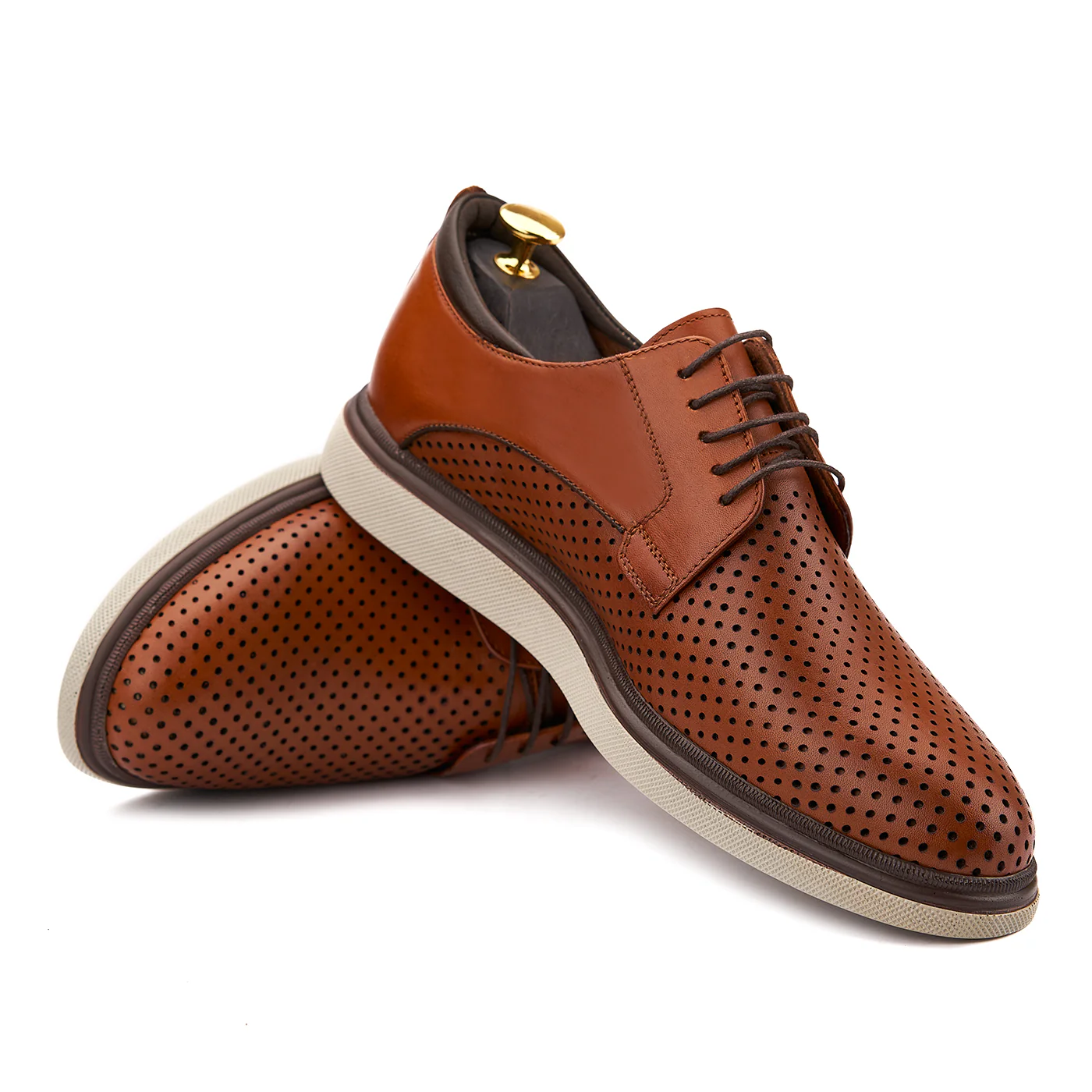 Pantofi casual din piele naturala maro 0101 - Image 4