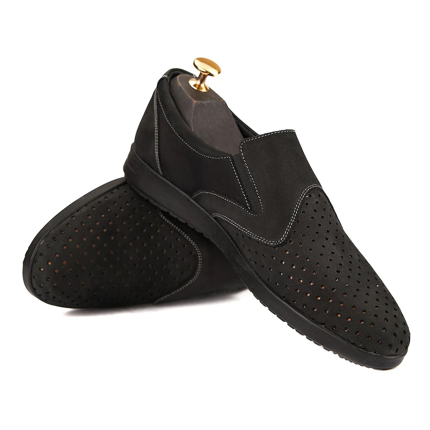 Pantofi casual din piele naturala neagra 0198 - Image 4