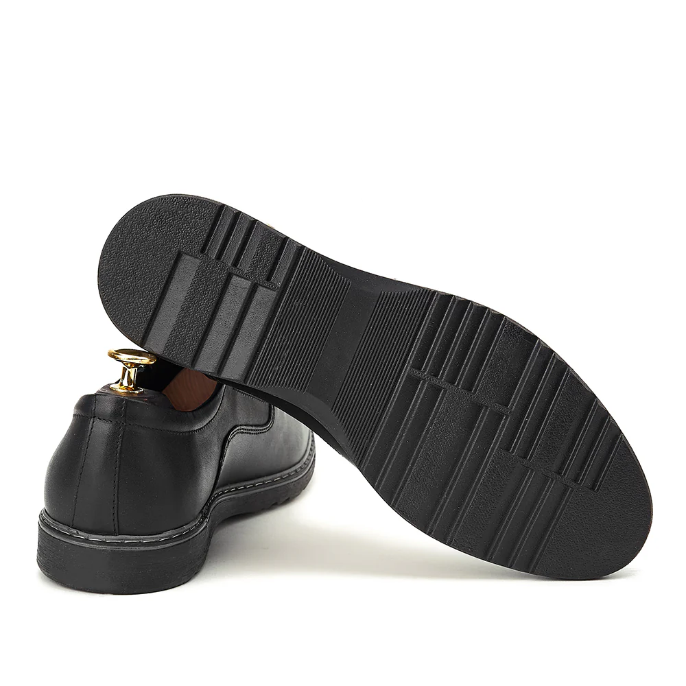 Pantofi Casual fara siret din Piele Naturala Neagra 0754 - Image 3