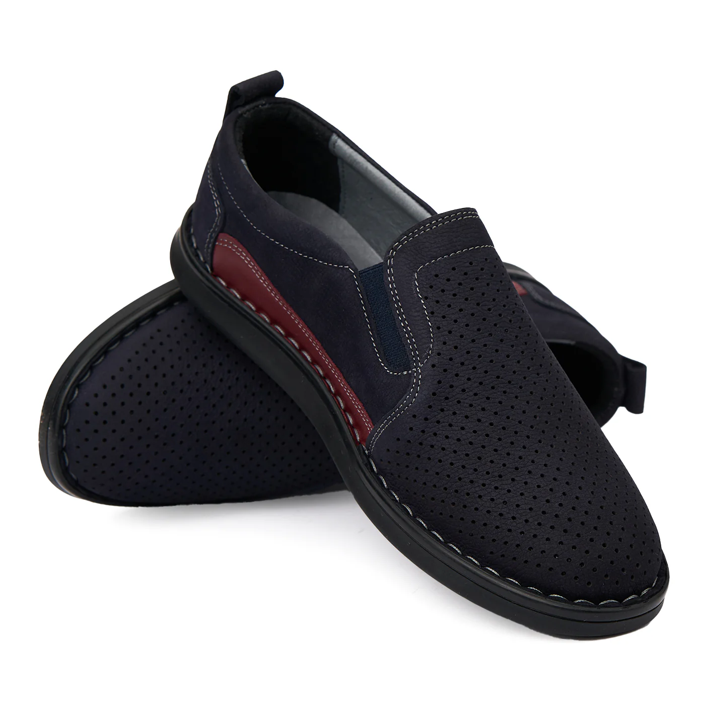 Pantofi Casual Piele Intoarsa Naturala Perforata Barbati 7055 - Image 4