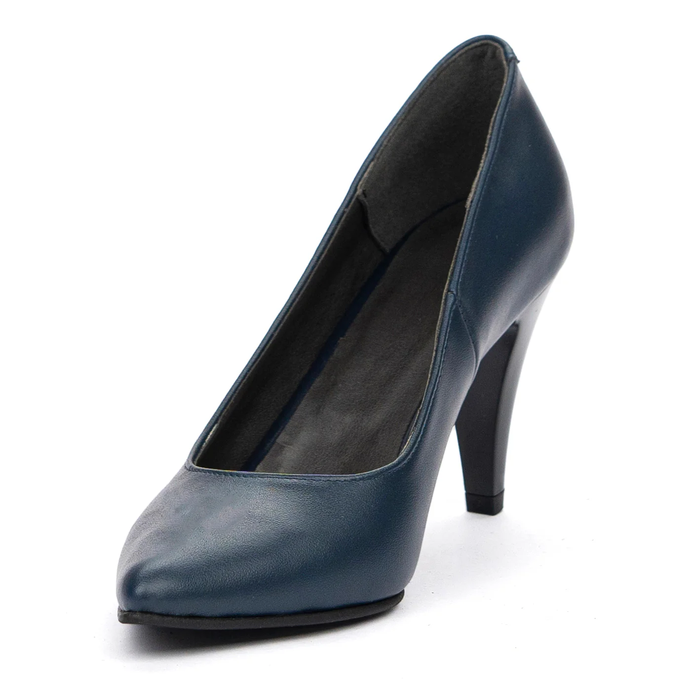 Pantofi cu Toc Albastri Dama din Piele Naturala 4050 - Image 4