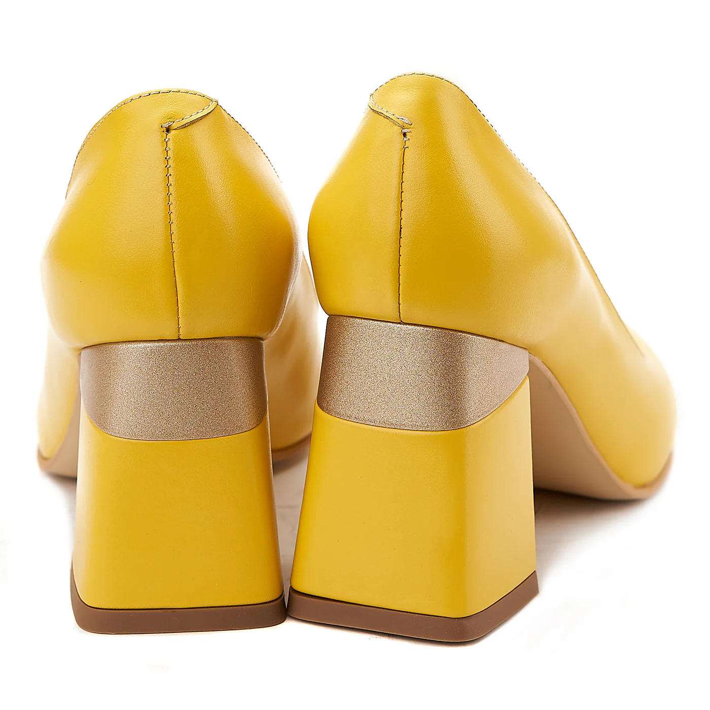 Pantofi cu Toc Galben 8 Cm Stiletto Eleganti din Piele Naturala 4071 - Image 2
