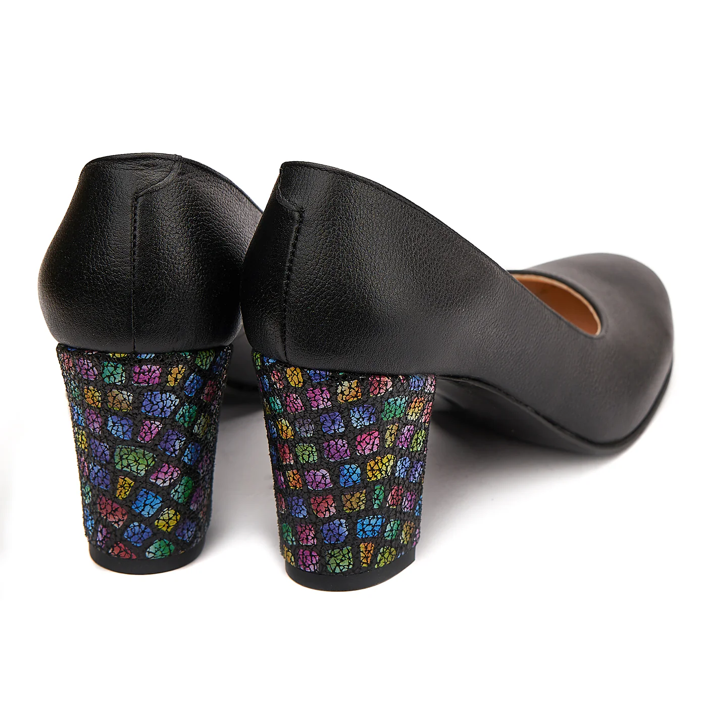 Pantofi cu Toc Gros Negri din Piele Naturala 4088 - Image 2