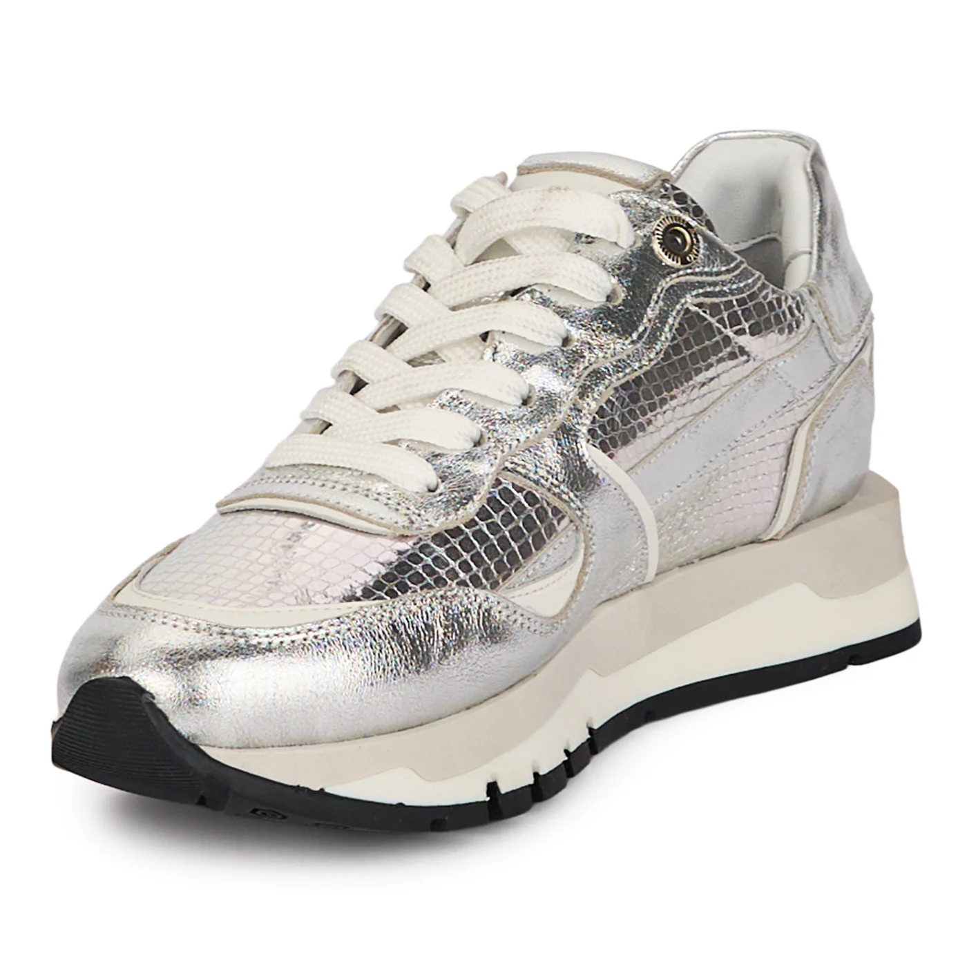 Pantofi dama casual din piele naturala argintie 18486 - Image 3