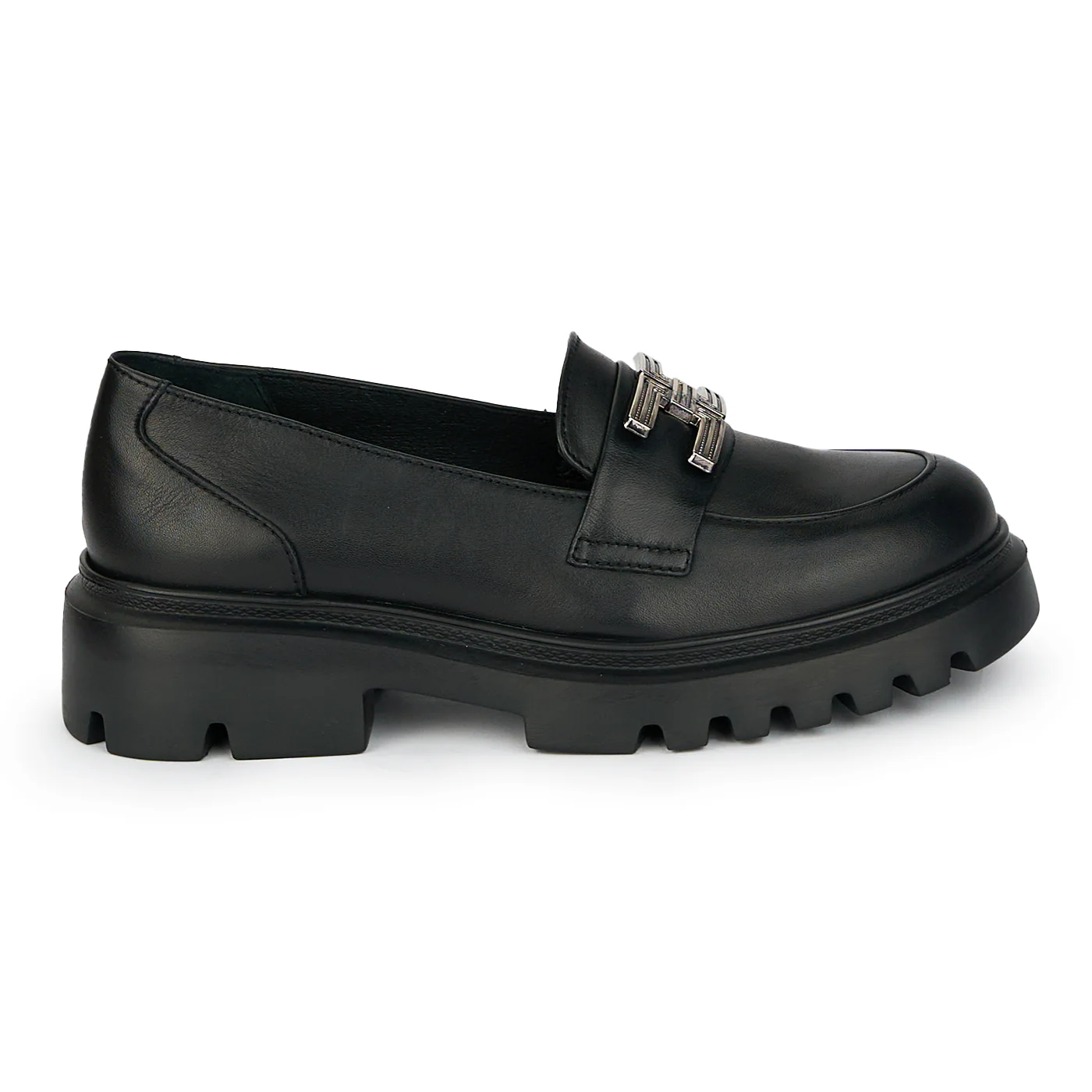Pantofi dama casual din piele naturala cu accesoriu metalic 17916
