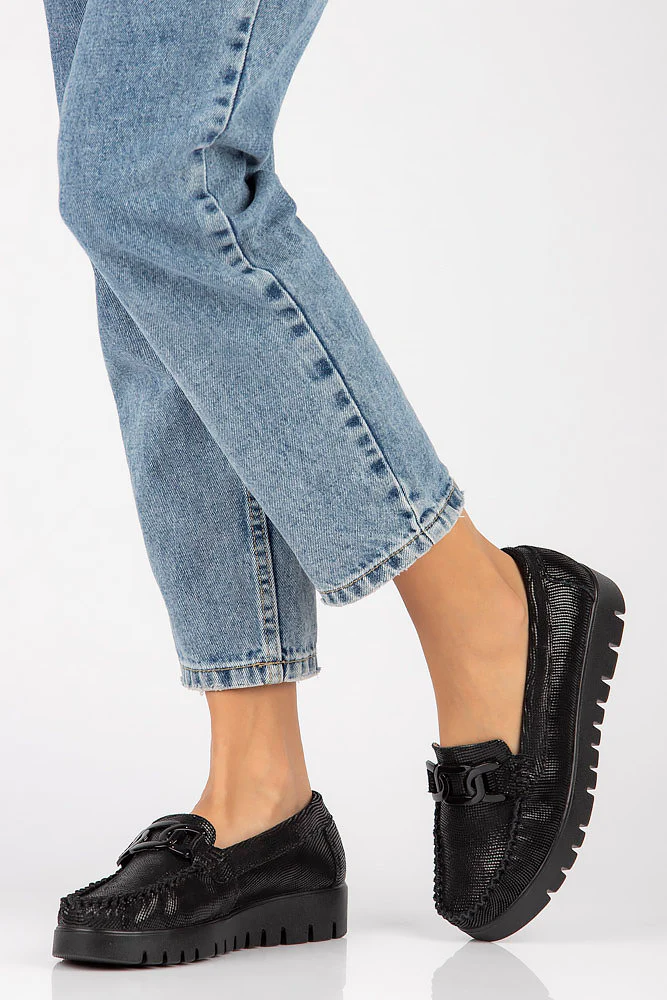 Pantofi dama casual din piele naturala neagra 13961 - Image 3