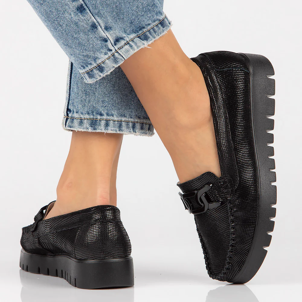 Pantofi dama casual din piele naturala neagra 13961 - Image 4