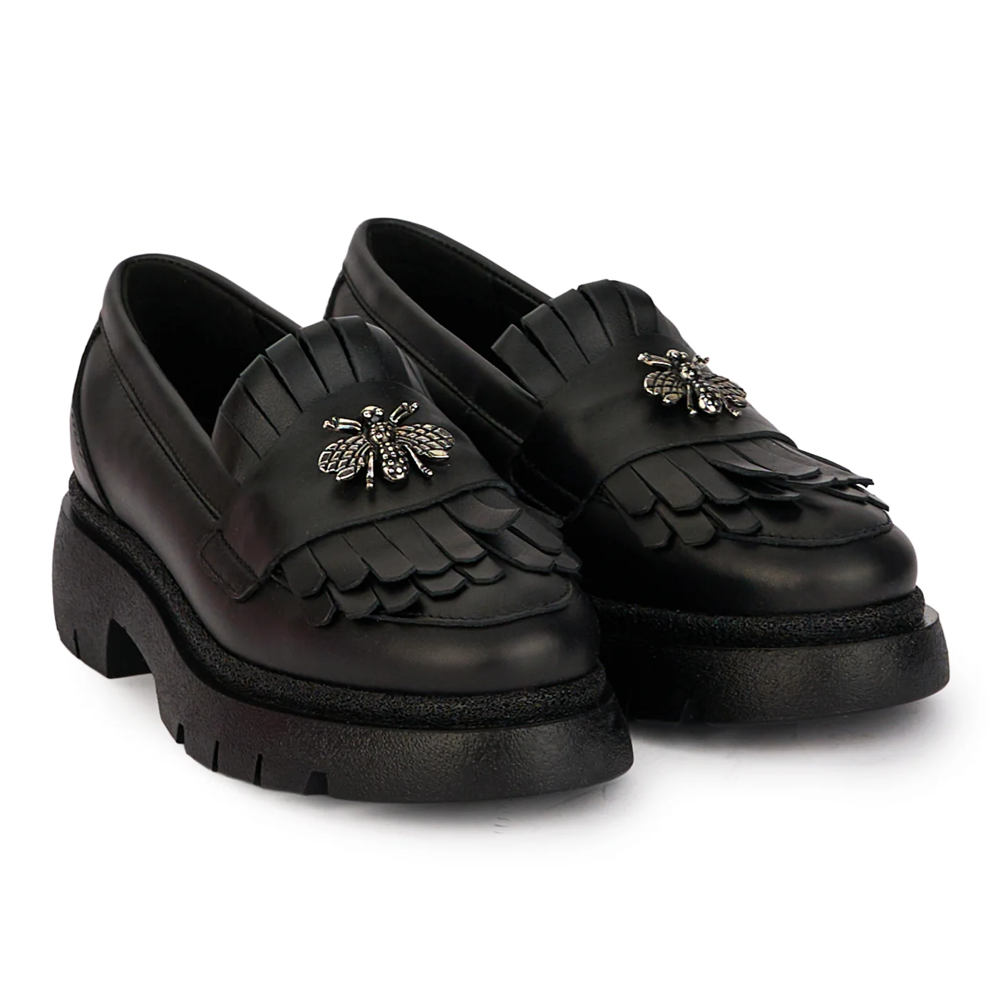 Pantofi dama casual din piele naturala neagra cu accesoriu 18421 - Image 4