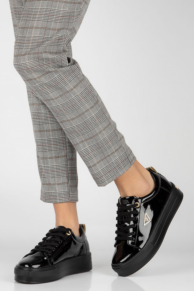 Pantofi dama casual din piele naturala neagra lac 13959 - Image 5