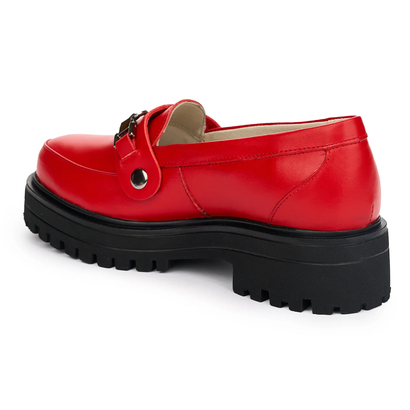 Pantofi dama cu doua accesorii din piele naturala rosie 13074 - Image 3