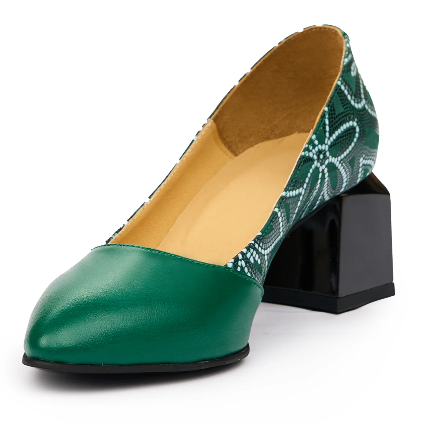 Pantofi dama cu toc gros din piele naturala 9787 - Image 4