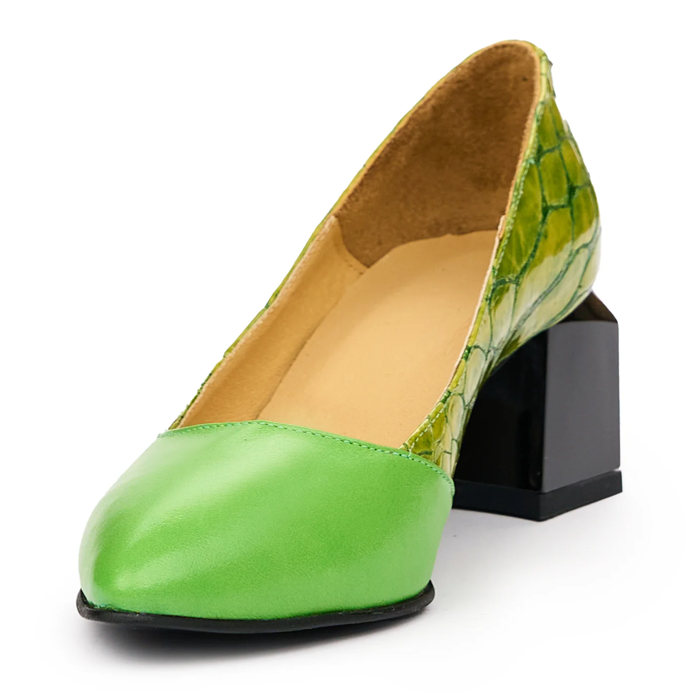 Pantofi dama cu toc gros din piele naturala 9789 - Image 4