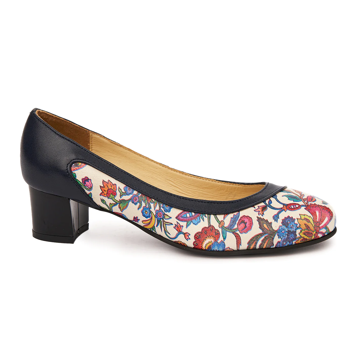 Pantofi dama cu toc mic din piele naturala bleumarin 4986