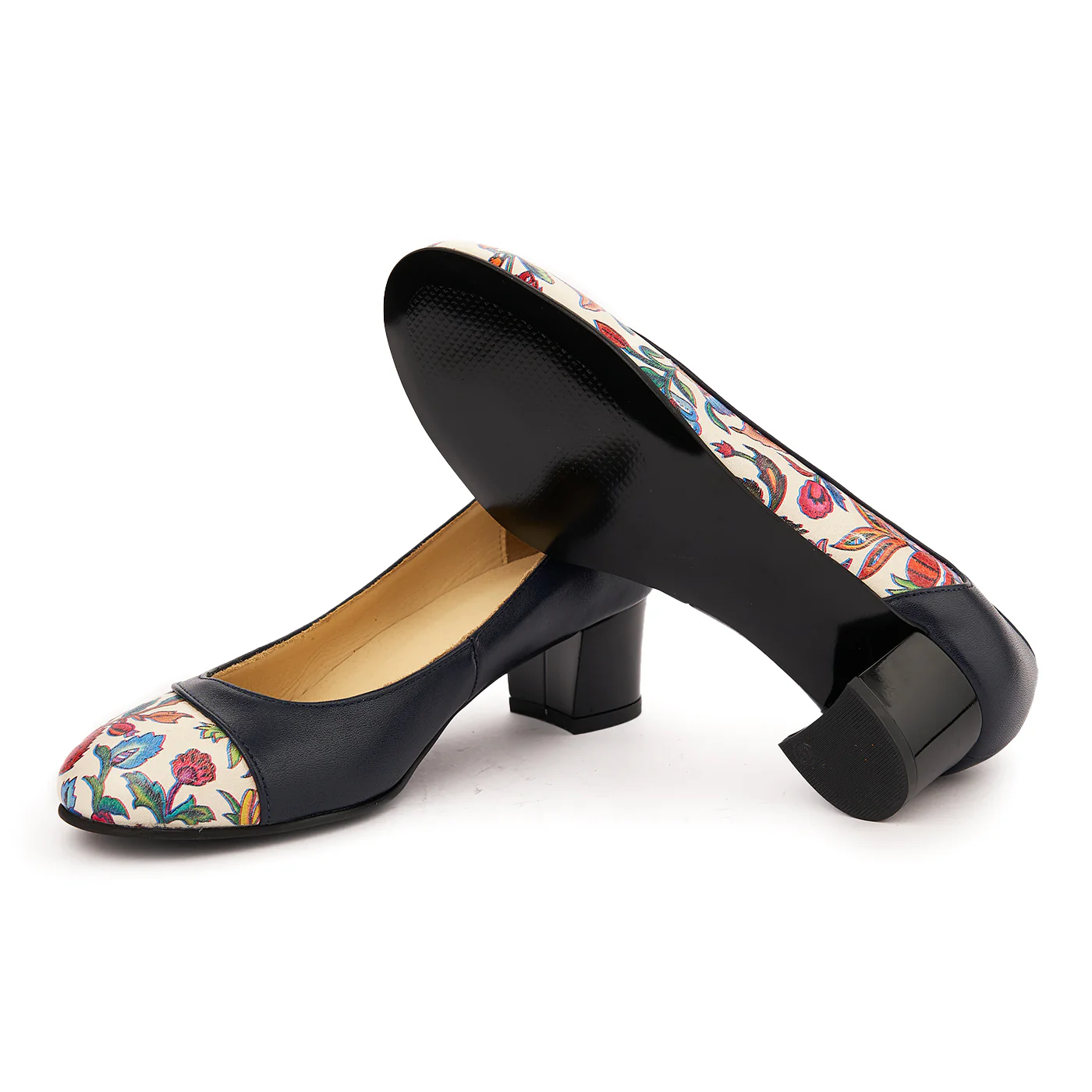Pantofi dama cu toc mic din piele naturala bleumarin 4986 - Image 3
