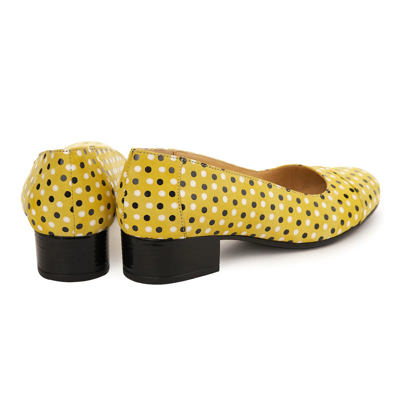 Pantofi dama cu toc mic din piele naturala galbena 8054 - Image 2