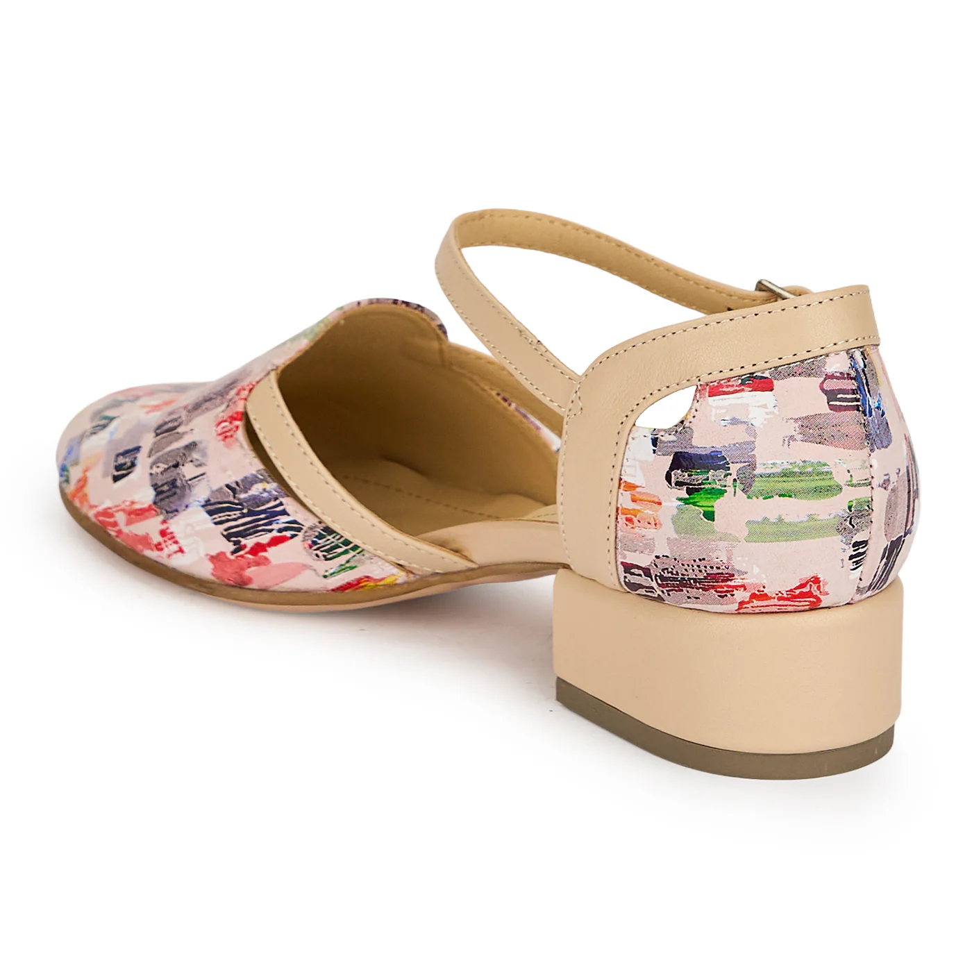 Pantofi dama din piele naturala multicolora cu toc mic 3 cm 19406 - Image 2