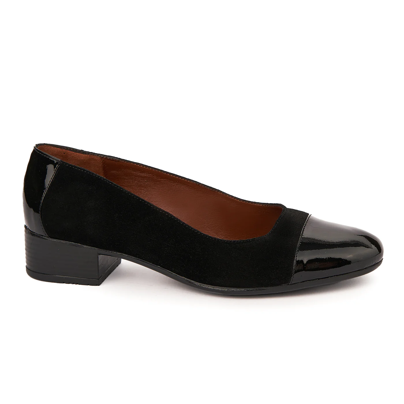 Pantofi dama cu toc mic din piele naturala neagra 8052