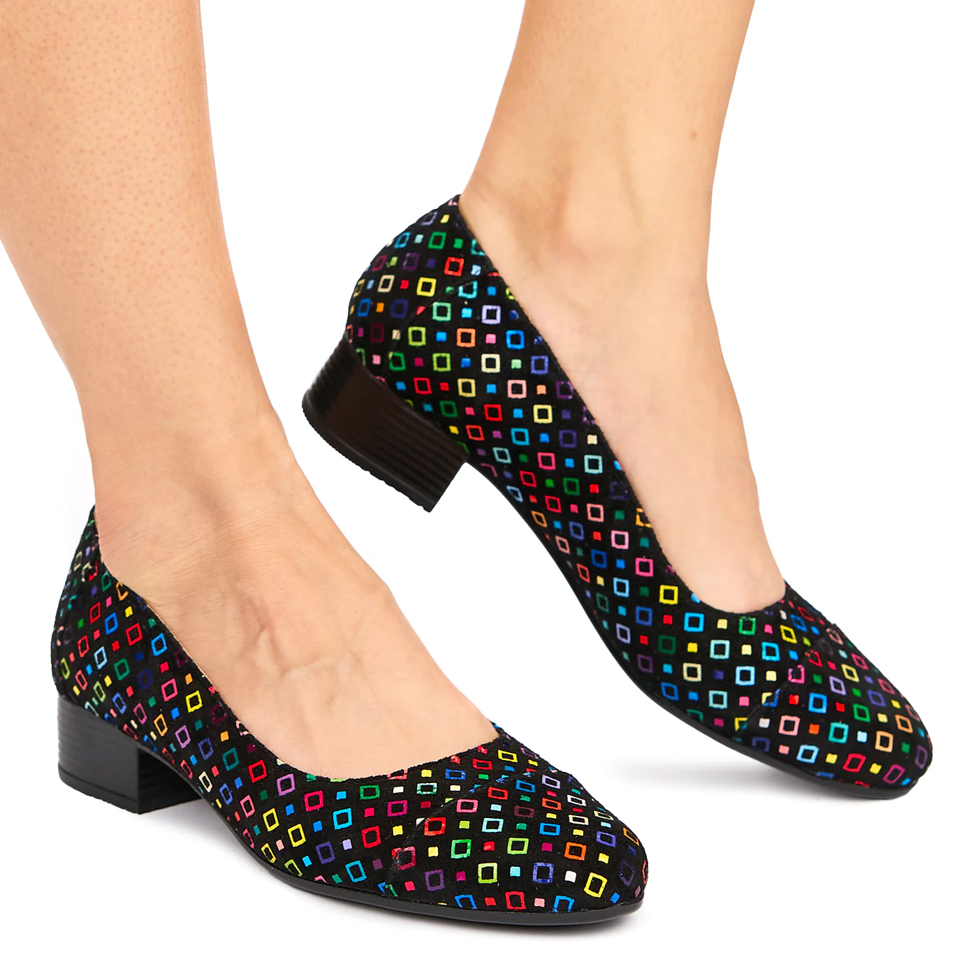 Pantofi dama cu toc mic din piele naturala neagra 9009 - Image 2