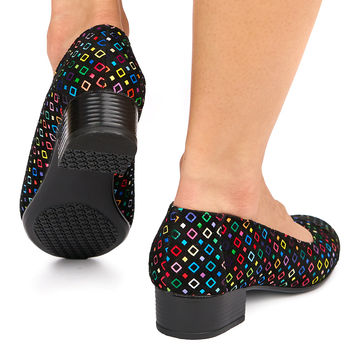 Pantofi dama cu toc mic din piele naturala neagra 9009 - Image 4