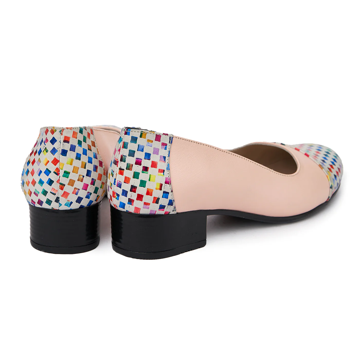 Pantofi dama cu toc mic din piele naturala bej 1933 - Image 2