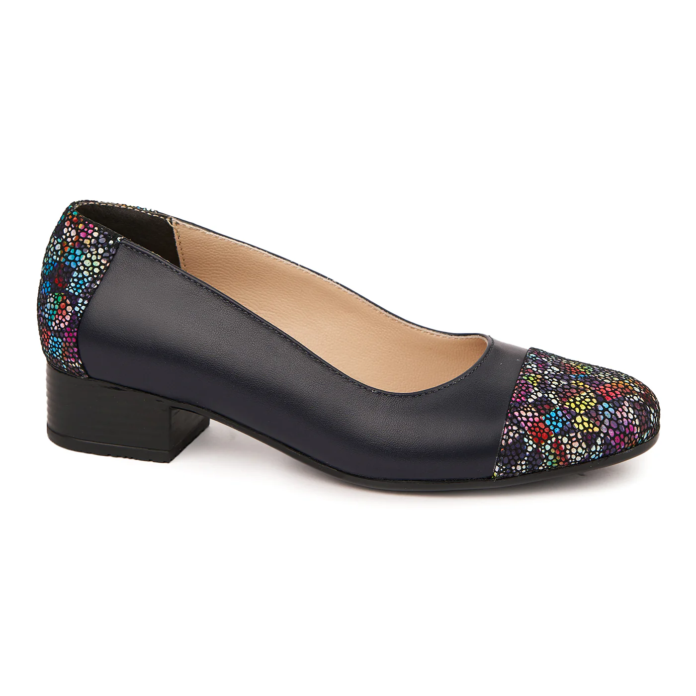 Pantofi dama cu toc mic piele naturala bleumarin 1783