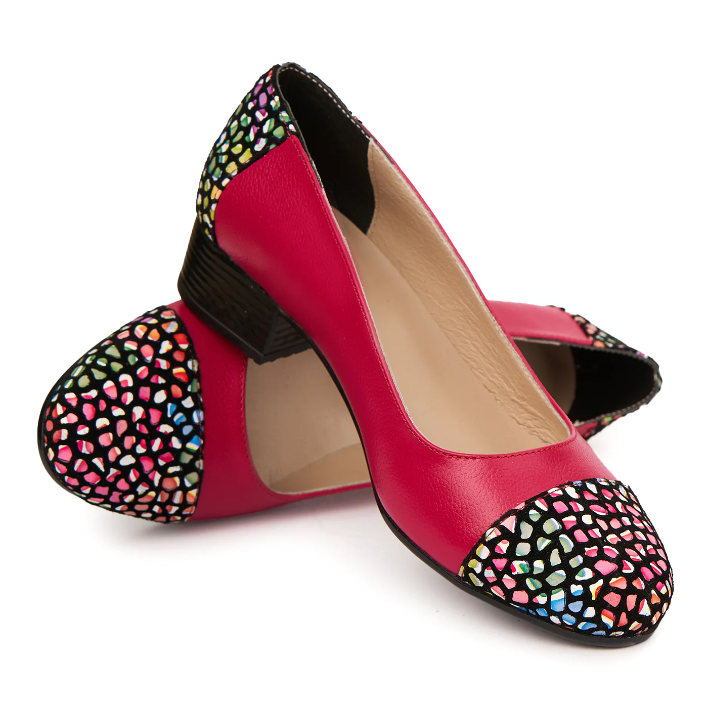 Pantofi dama cu toc mic piele naturala fucsia 1786 - Image 4