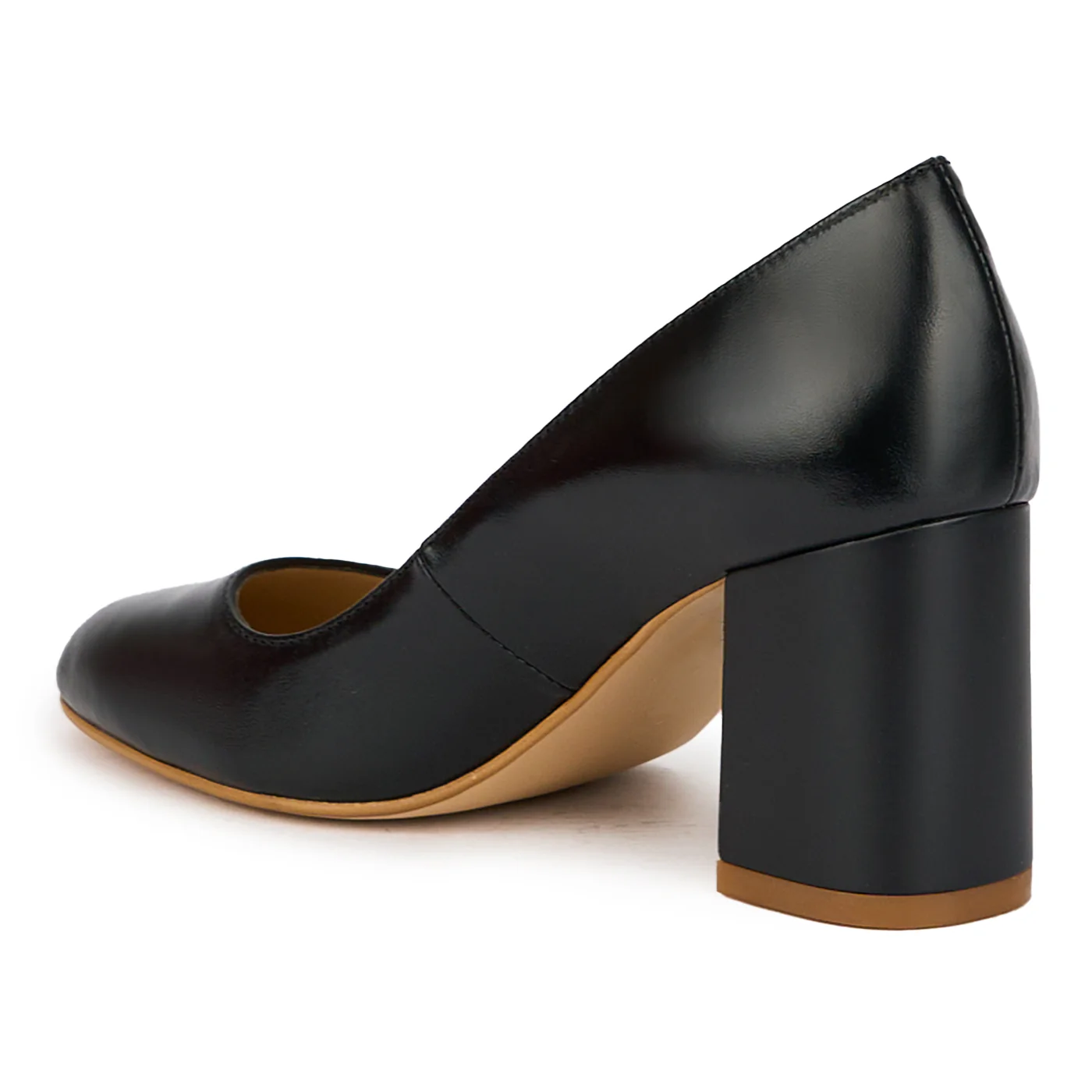 Pantofi dama din piele natura neagra cu toc gros 7 cm 16187 - Image 2