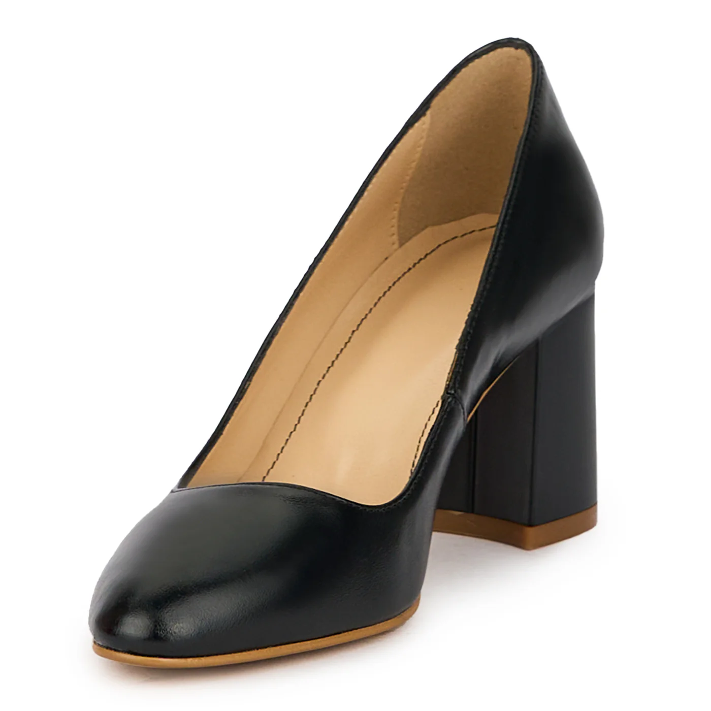 Pantofi dama din piele natura neagra cu toc gros 7 cm 16187 - Image 3