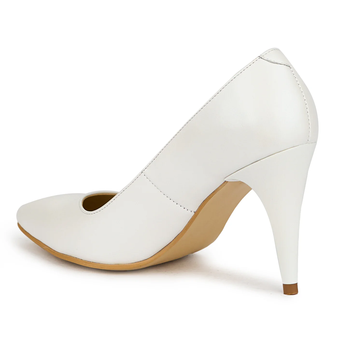 Pantofi dama din piele naturala alb sidef cu toc subtire 10 cm 15073 - Image 2